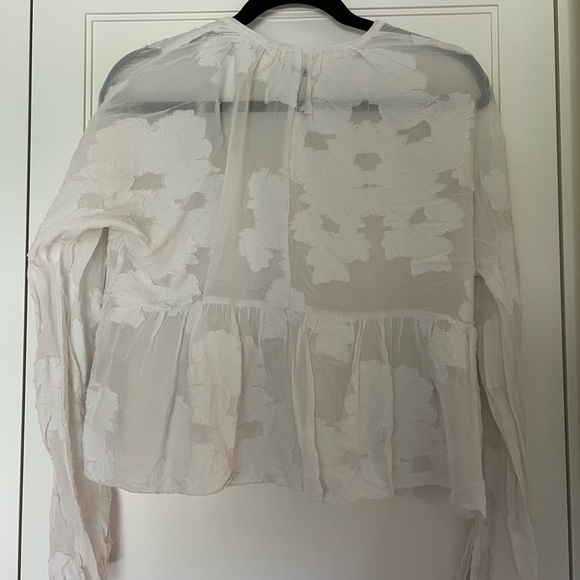 Aritzia white/sheer cropped blouse - Picture 3 of 3